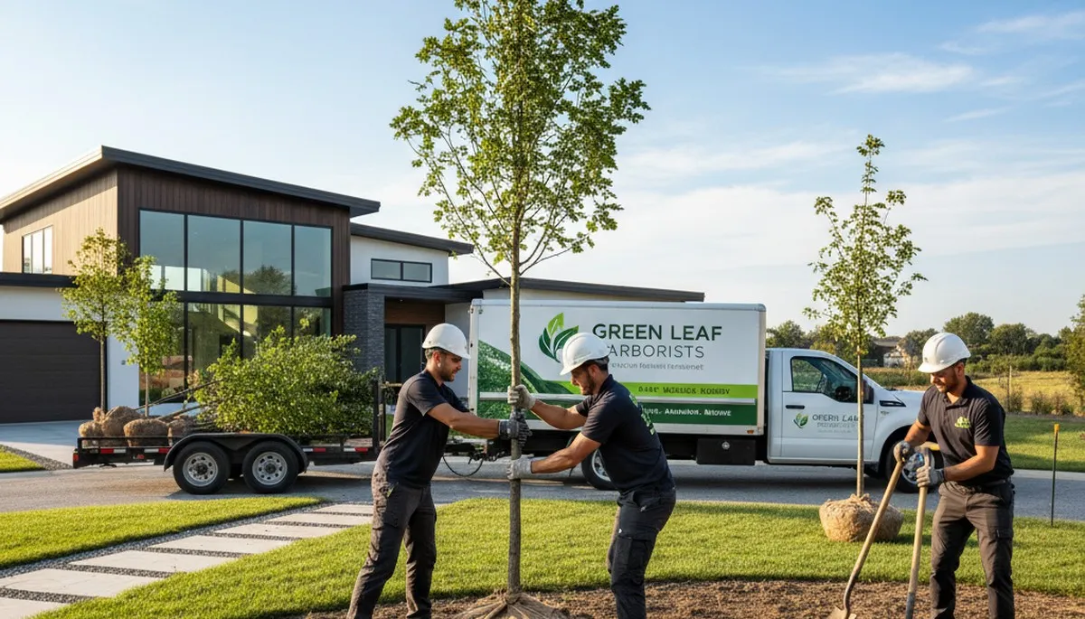 Arborists planting a new tree in Denver, CO for Chop Chop Tree professional tree planting service